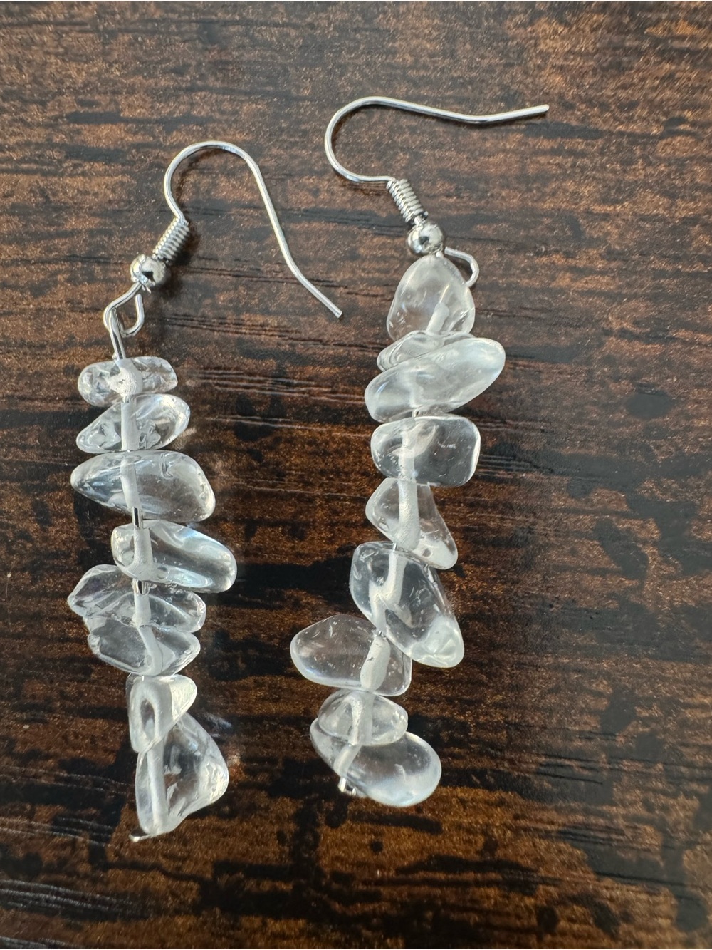 Clear Crystal Chip Dangle Earrings - Women Jewelry